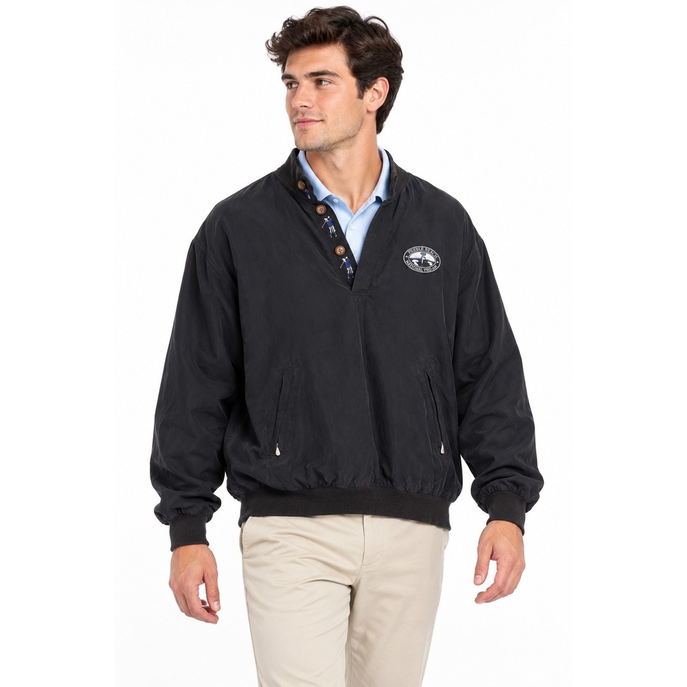Bobby Jones Pebble Beach 100% Silk Golf Pullover Mens XL Black Preppy Golfcore
